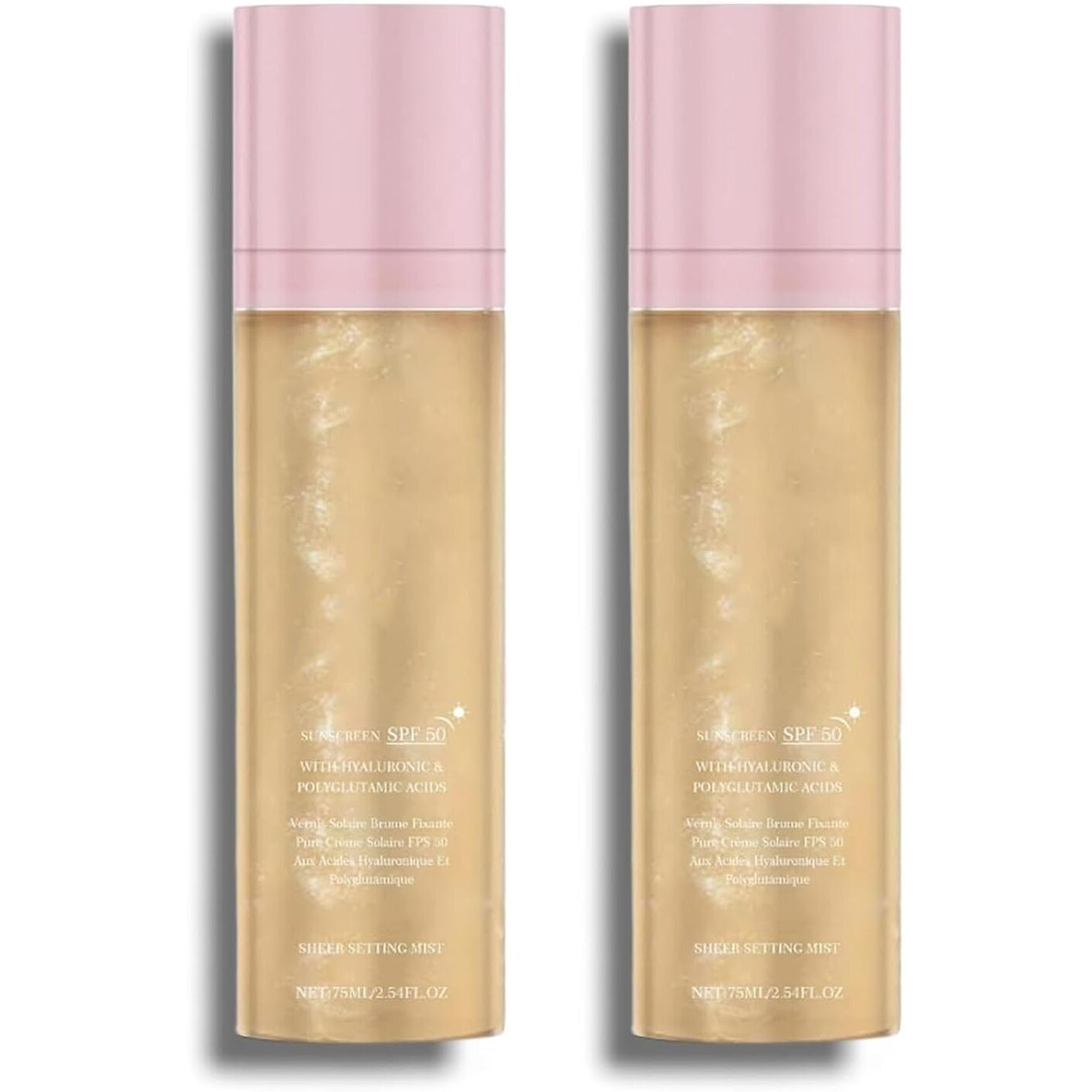 2Pcs Sunglaze Sheer Setting Mist Sunscreen Spf 50, Broad Spectrum Water-Resistant Face And Body Spray,Hydrating Makeup-Friendly Glow Spray,Non-Greasy & Fast-Absorbing, That Sets Makeup Flawlessly