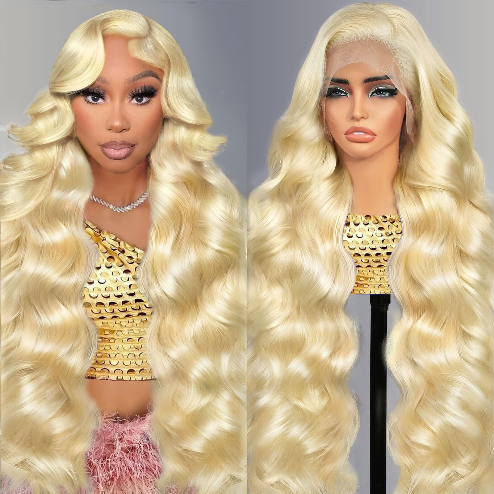 Blonde Wig Human Hair 210 Density 613 Lace Front Wig Human Hair Pre Plucked 13X6 Blonde Body Wave Hd Transparent Lace Front Wigs Human Hair 613 Hd Lace Frontal Wig 13X6 Blonde Glueless Wigs 22 Inch