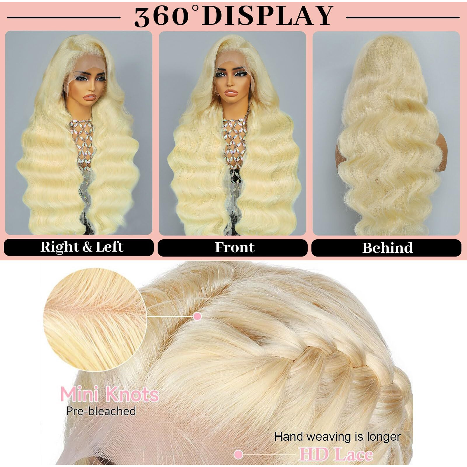 Blonde Wig Human Hair 210 Density 613 Lace Front Wig Human Hair Pre Plucked 13X6 Blonde Body Wave Hd Transparent Lace Front Wigs Human Hair 613 Hd Lace Frontal Wig 13X6 Blonde Glueless Wigs 22 Inch