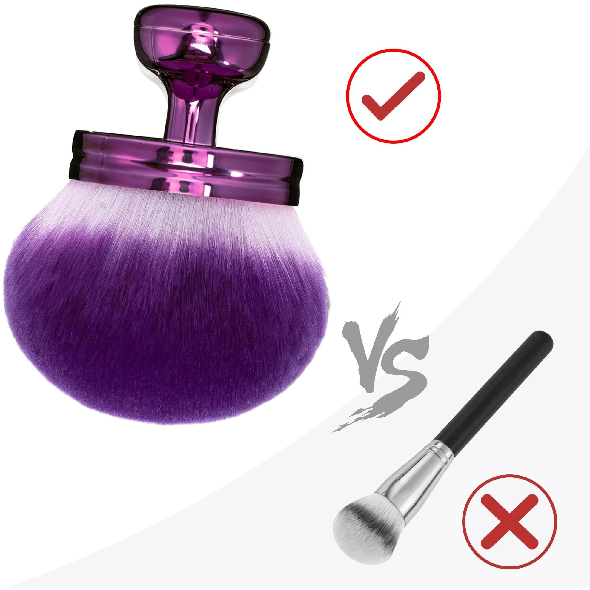 Blend & Blur Extra Large Body Makeup Brush For Self Tanner,Leg Makeup & Bronzer Self Tan Applicator, 3.0 Inch Wide Round Head Kabuki Brush For Application With Drawstring Bag (Purple)