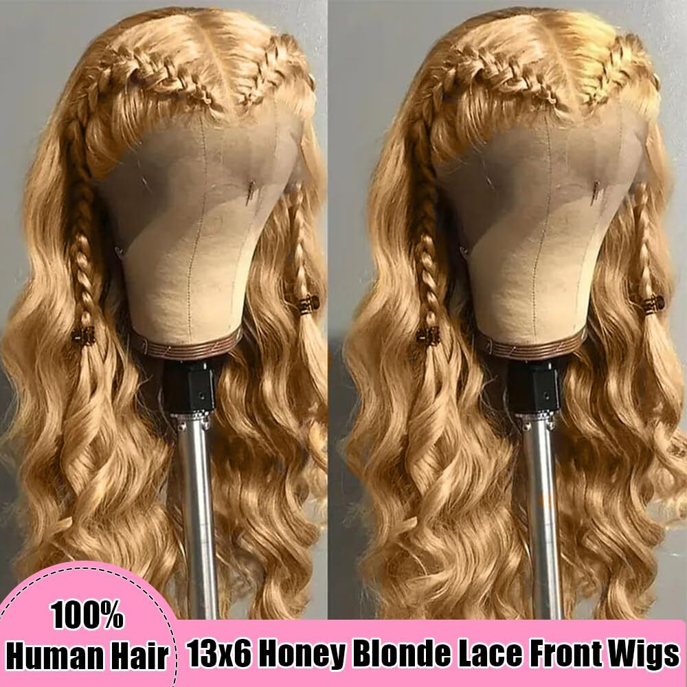 Ktooyke Honey Blonde Wig Human Hair 26 Inch 13X6 Body Wave Hd Lace Front Wigs Human Hair Pre Plucked 200% Density 27 Lace Frontal Wigs For Women
