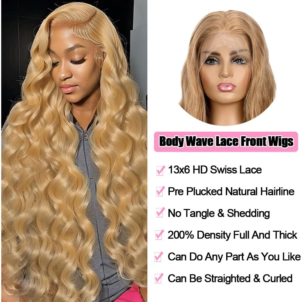 Ktooyke Honey Blonde Wig Human Hair 26 Inch 13X6 Body Wave Hd Lace Front Wigs Human Hair Pre Plucked 200% Density 27 Lace Frontal Wigs For Women