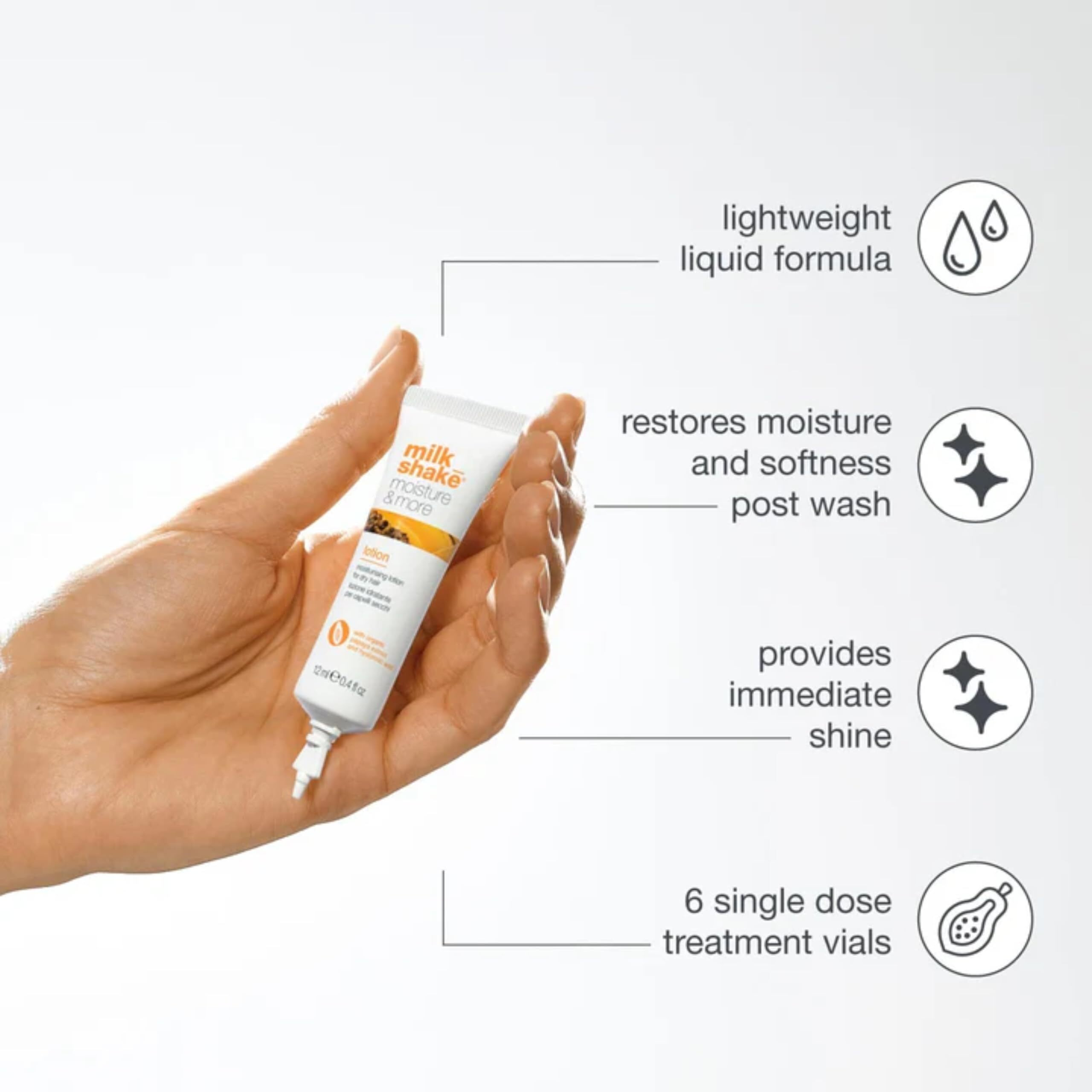 Milk_Shake Moisture & More Hydrating Lotion Vials - Intense Weekly Hydration Treatment For Dry, Dehydrated Hair | Restores Shine And Moisture | Tropical Scent