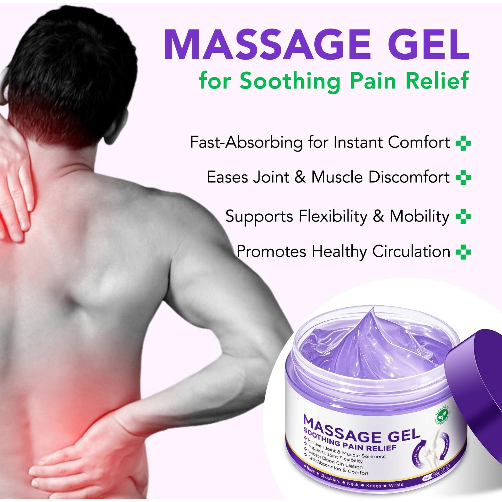 2Pcs Joint Purple Gel,Massage Gel Joint Pain,Soothing Massage Gel,Turmeric Extract For Back, Knees, Lumbar, Neck, Hands, And Feet,Joint Activities Throughout The Body