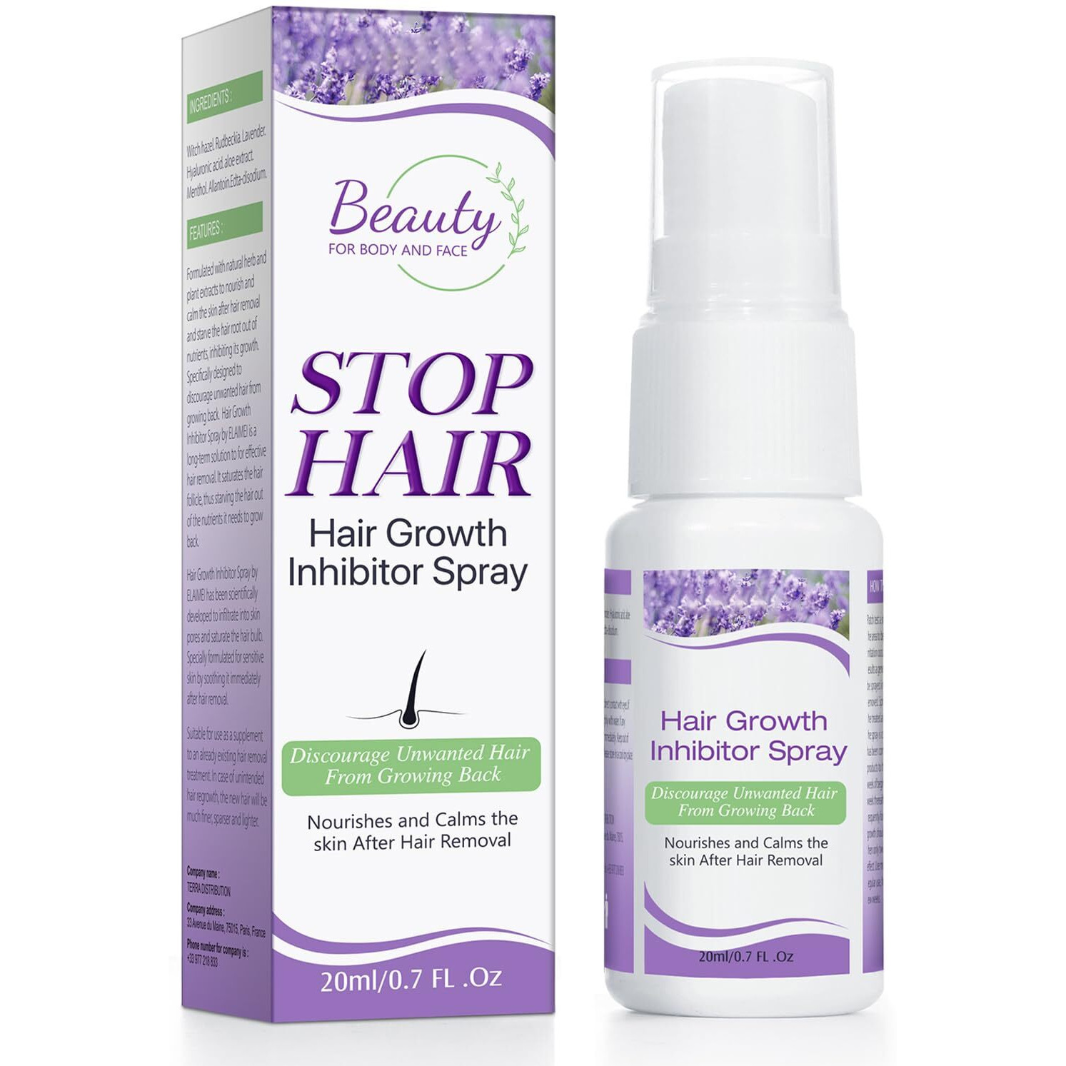 Hair Growth Inhibitor For Face, Hair Inhibitor Permanent Spray, Non-Irritating Hair Inhibitor, Permanent Hair Removal Spray For Body, Face, Underarm, Arm, Leg, Private Areas, Slows Regrowth (1)