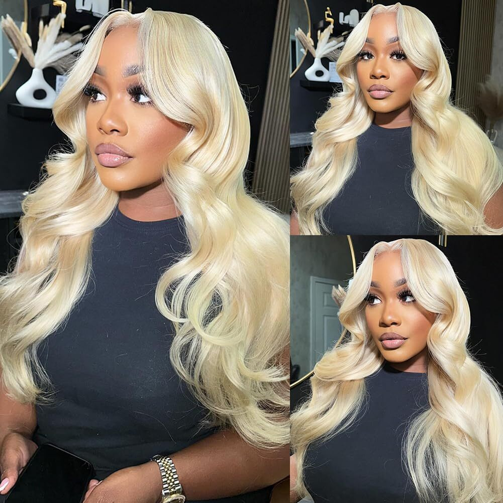 Vvppil 613 Lace Front Wig Human Hair 200 Density 24 Inch Blonde Wig Human Hair 613 Hd Lace Frontal Wigs 13X6 Blonde Lace Front Wigs Human Hair Pre Plucked Body Wave Lace Front Wigs For Women