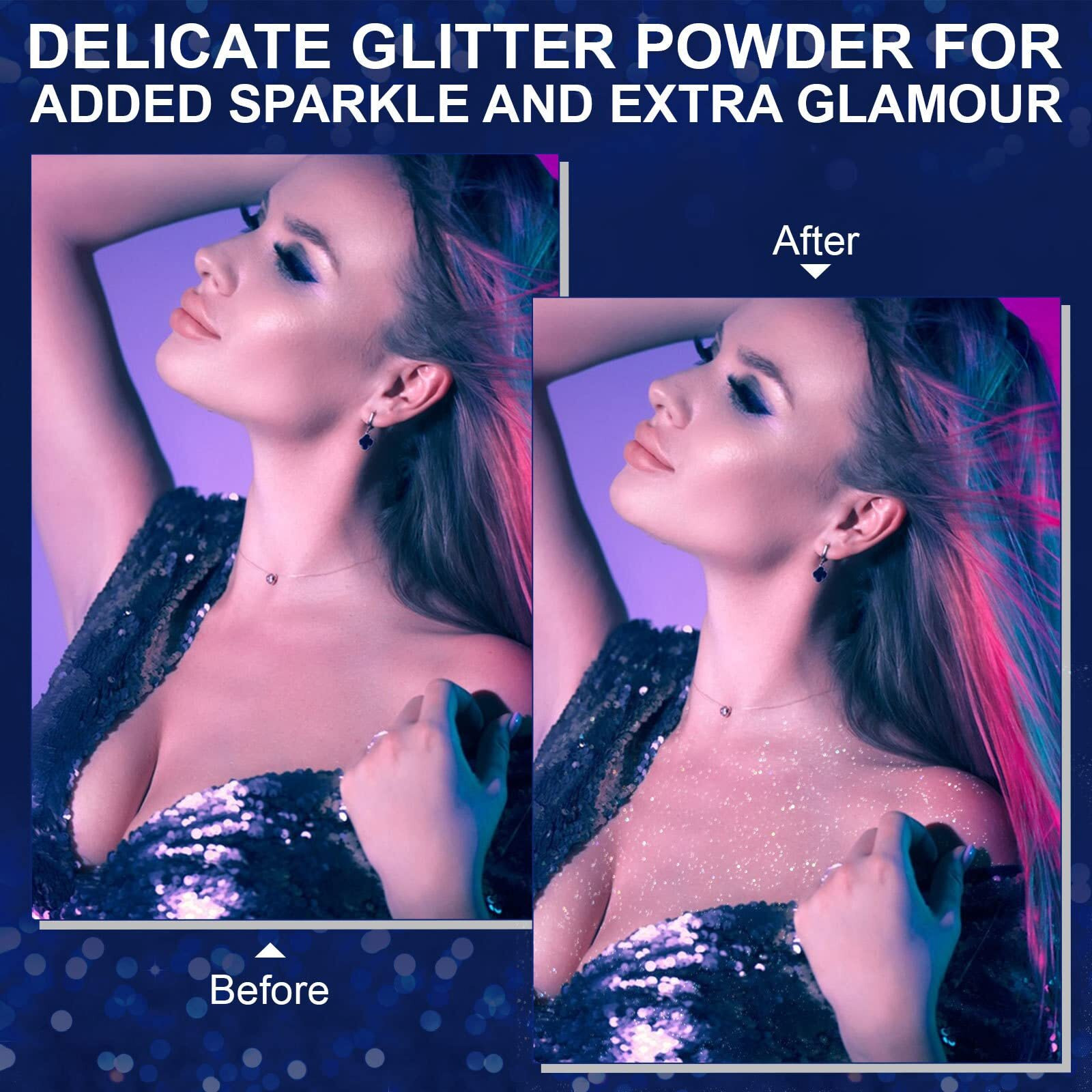 2 Pcs Body Glitter Spray, Perfect Body Shimmer Glitter Spray For Music Festival Stage Makeup And Festival Rave Hair And Face Glitter Highlighter Makeup.