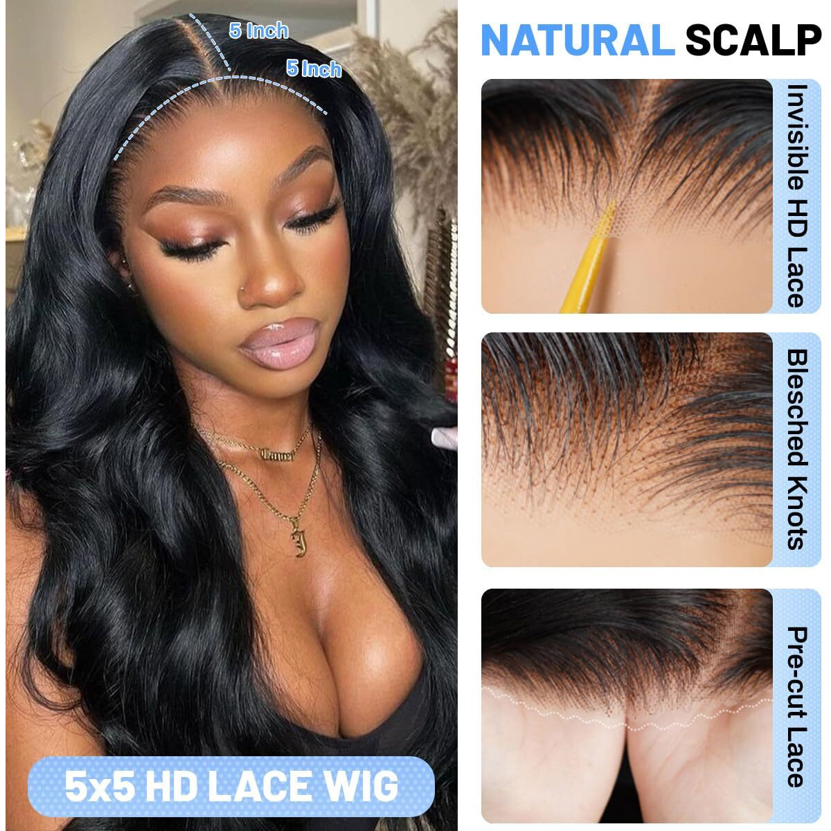 Ziygbk 26 Inch 5X5 Hd Lace Closure Wigs Human Hair Wear And Go Glueless Wigs Human Hair Pre Plucked Pre Cut 200% Density Body Wave Lace Front Wigs Human Hair For Black Women