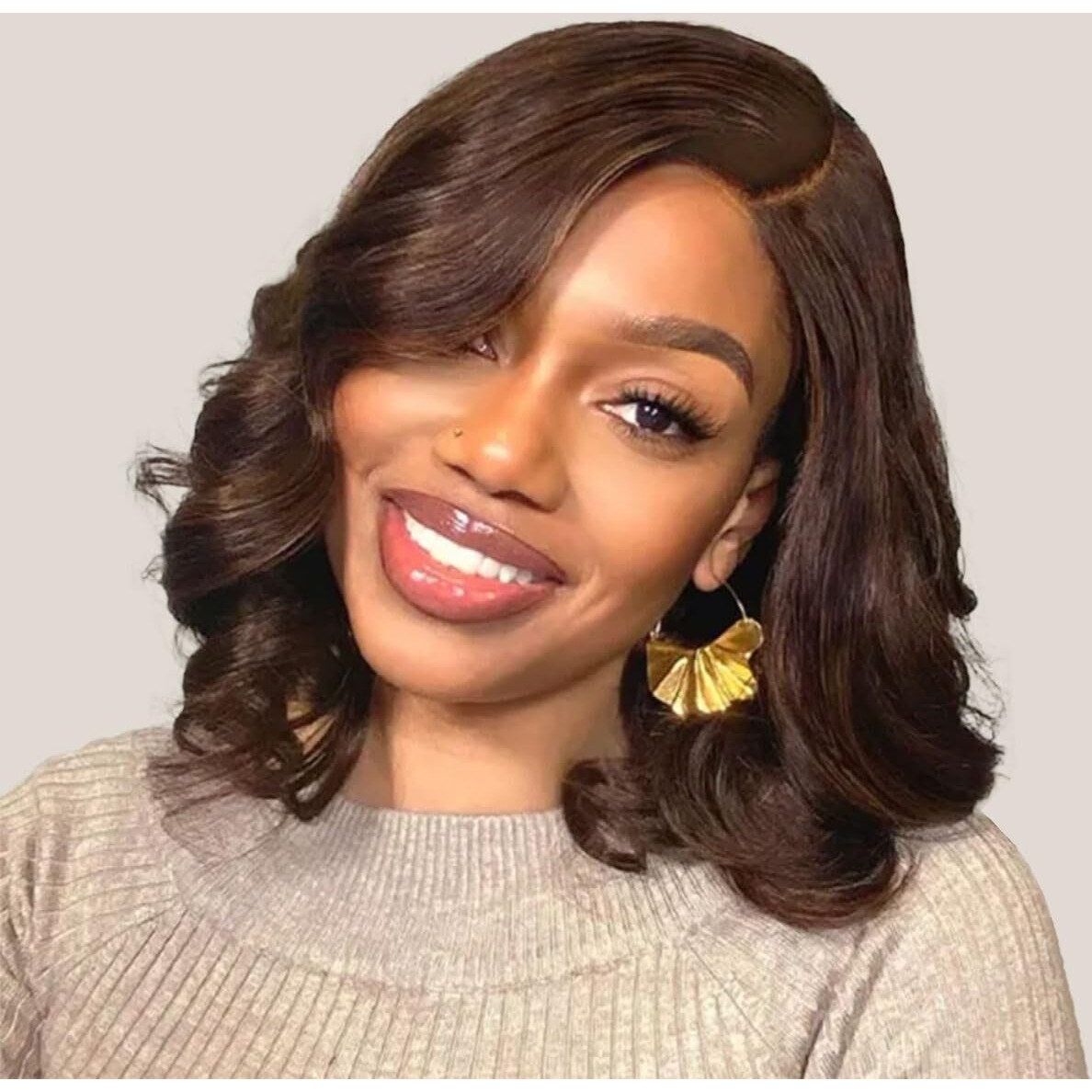 Brown Glueless Short Bob Wigs Human Hair Pre Plucked Pre Cut Loose Body Wave 6X5 Hd Lace Closure Wigs Human Hair Ugrace Ready To Wear Human Hair Wigs For Black Women Glueless
