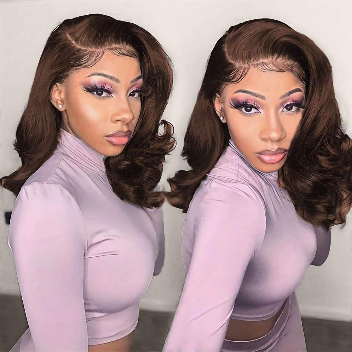 Brown Glueless Short Bob Wigs Human Hair Pre Plucked Pre Cut Loose Body Wave 6X5 Hd Lace Closure Wigs Human Hair Ugrace Ready To Wear Human Hair Wigs For Black Women Glueless