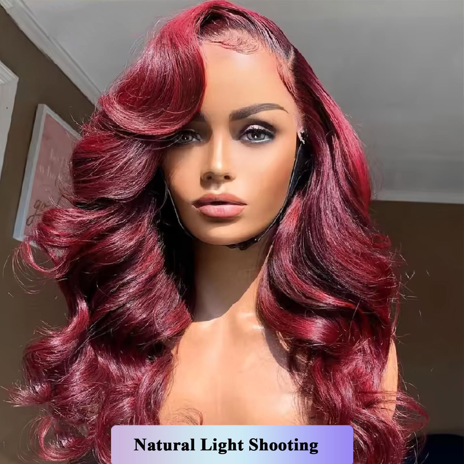 Topsilky 13X4 Burgundy Lace Front Wigs Human Hair Pre Plucked 180 Density Hd Body Wave Lace Front Wigs Human Hair Pre Plucked Bleached Knots Transparent Frontal Wigs Human Hair(28Inch)