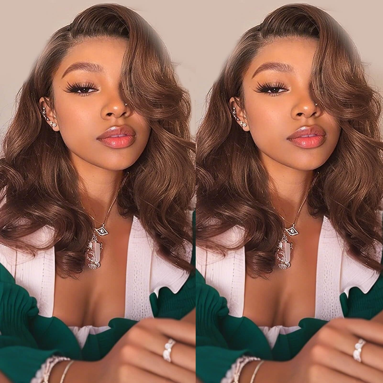 Chocolate Brown Bob Wig Human Hair Glueless Wigs Human Hair Pre Plucked Pre Cut Body Wave 5X5 Hd Transparent Closure Wigs 180% Density 100% Brazilian Virgin Hair Brown Wig For Black Women (16 Inch)