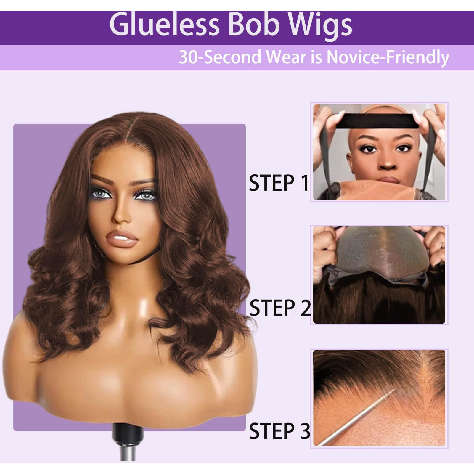 Chocolate Brown Bob Wig Human Hair Glueless Wigs Human Hair Pre Plucked Pre Cut Body Wave 5X5 Hd Transparent Closure Wigs 180% Density 100% Brazilian Virgin Hair Brown Wig For Black Women (16 Inch)