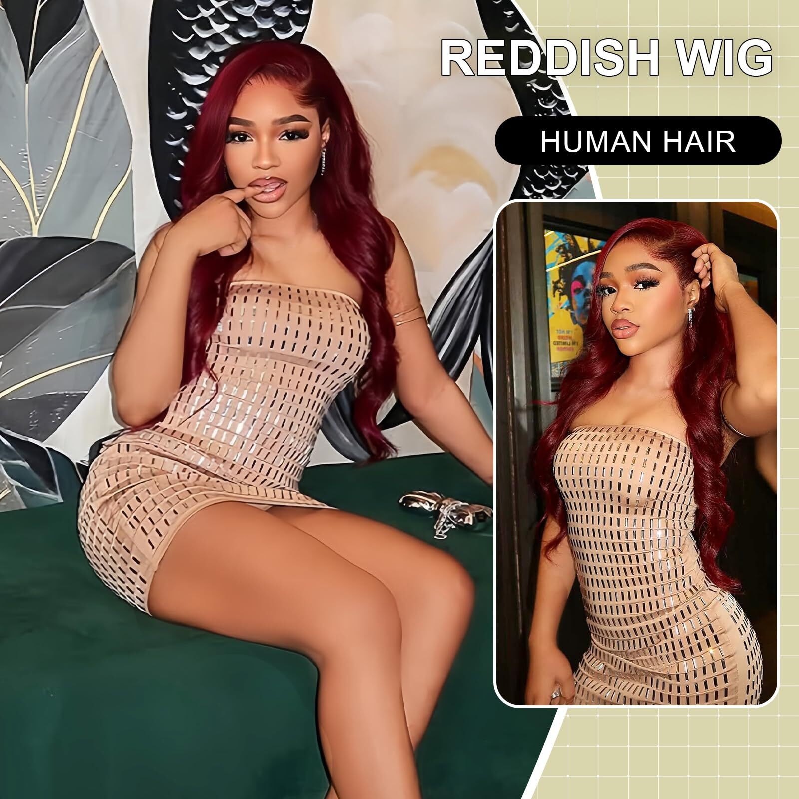 Migura 32 Inch Reddish Brown Lace Front Wigs Human Hair Pre Plucked Brown Body Wave Wig Human Hair 200 Density 13X4 Hd Lace Frontal Wigs Human Hair Colored Lace Front Wigs