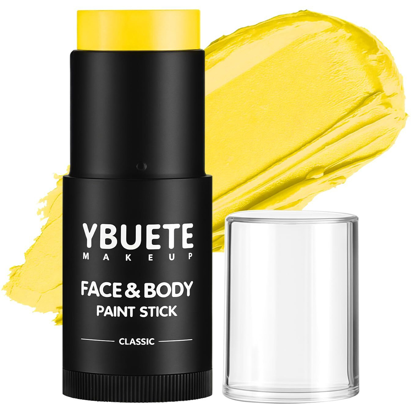 Ybuete Yellow Face Body Painting Stick, Professional Full-Coverage Cream Yellow Face Paint For Halloween Sfx Makeup Clown Costume Party, Washable Bright Eye Cheek Art Stick For Adult Festival Carnival