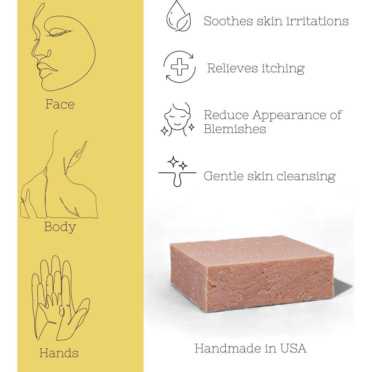 The Yellow Bird Natural Neem Soap Bar For Face & Body. Handmade, Gentle, Deep Cleasning, Organic Ingredients For Sensitive Skin