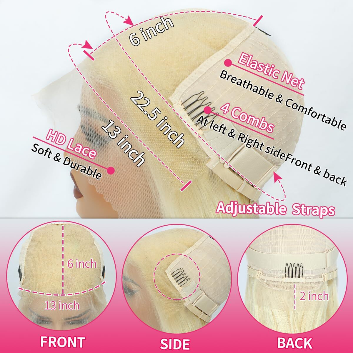 Kaithlypo 26 Inch Blonde 13X6 Hd Lace Front Wigs Human Hair Pre Plucked Body Wave Wig 613 Lace Frontal Wigs 200 Density Blonde Wig Human Hair With Baby Hair