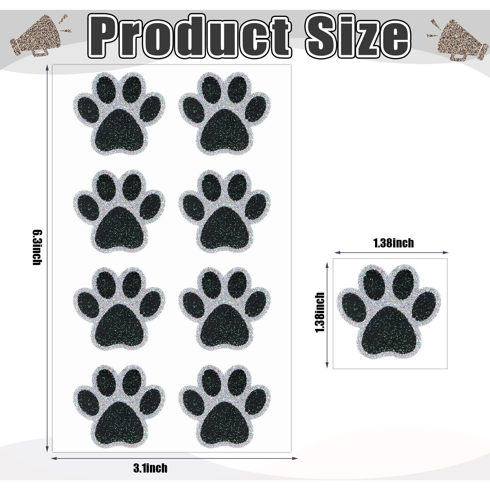 Blulu 25 Sheets 200 Pcs Dog Paw Glitter Tattoo Sticker Paw Print Tattoos Temporary Sparkly Small Stickers Removable Dog Stickers For Women Face Body School Home Art Craft Party Supplies(Black)