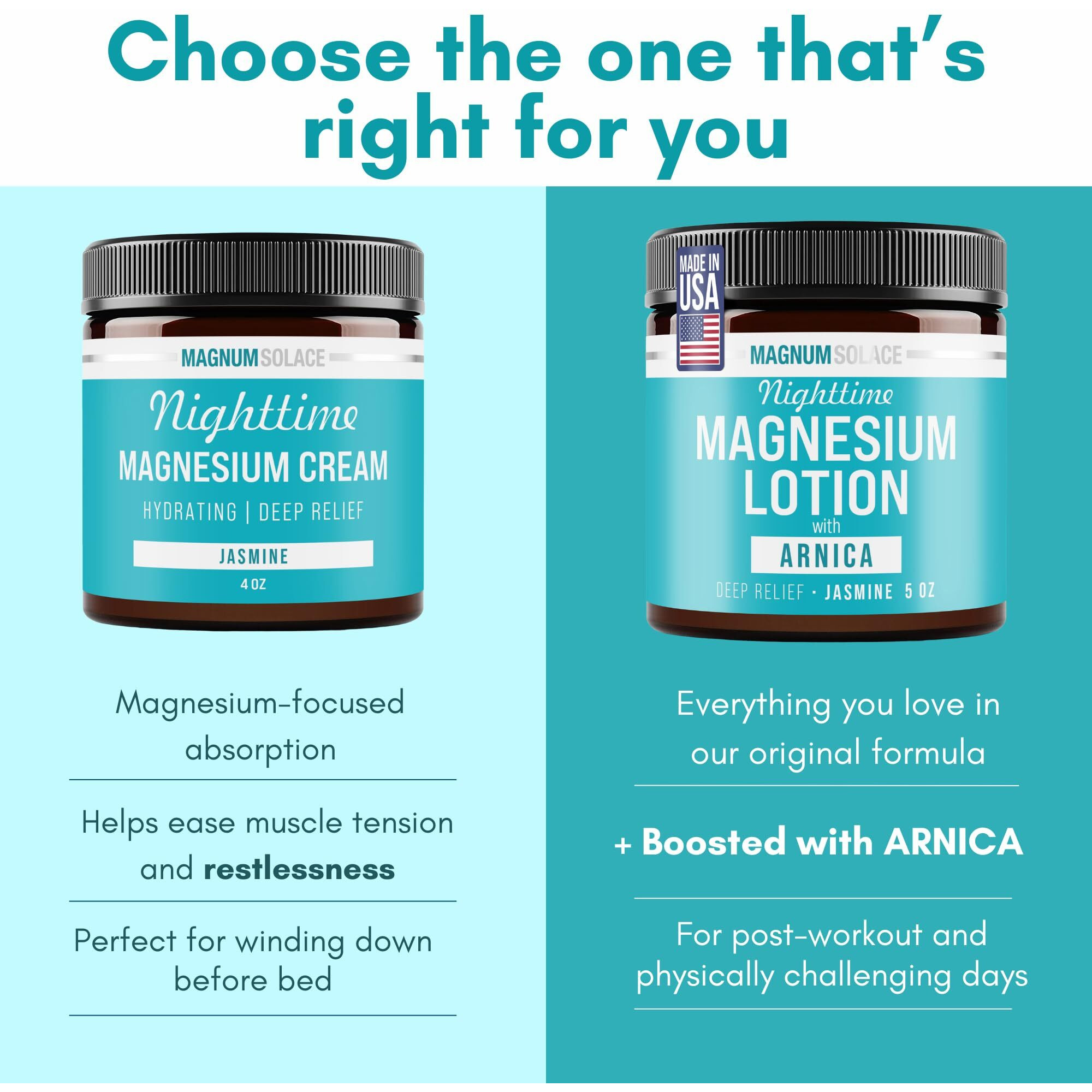 Nighttime Magnesium Lotion With Arnica - Soothing Relief & Relaxation, Highly Concentrated Magnesium For Muscles & Joints - Apply To Legs Or Feet Before Bed - Skin-Friendly
