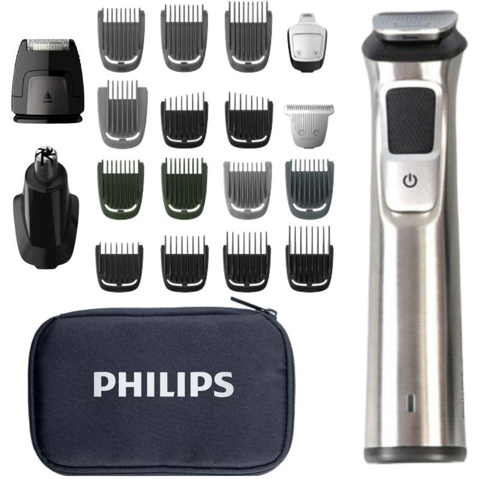 Philips Norelco Multigroom Men's Beard Grooming Kit With Trimmer For Head Body, Face -Stainless Steel With Travel Case