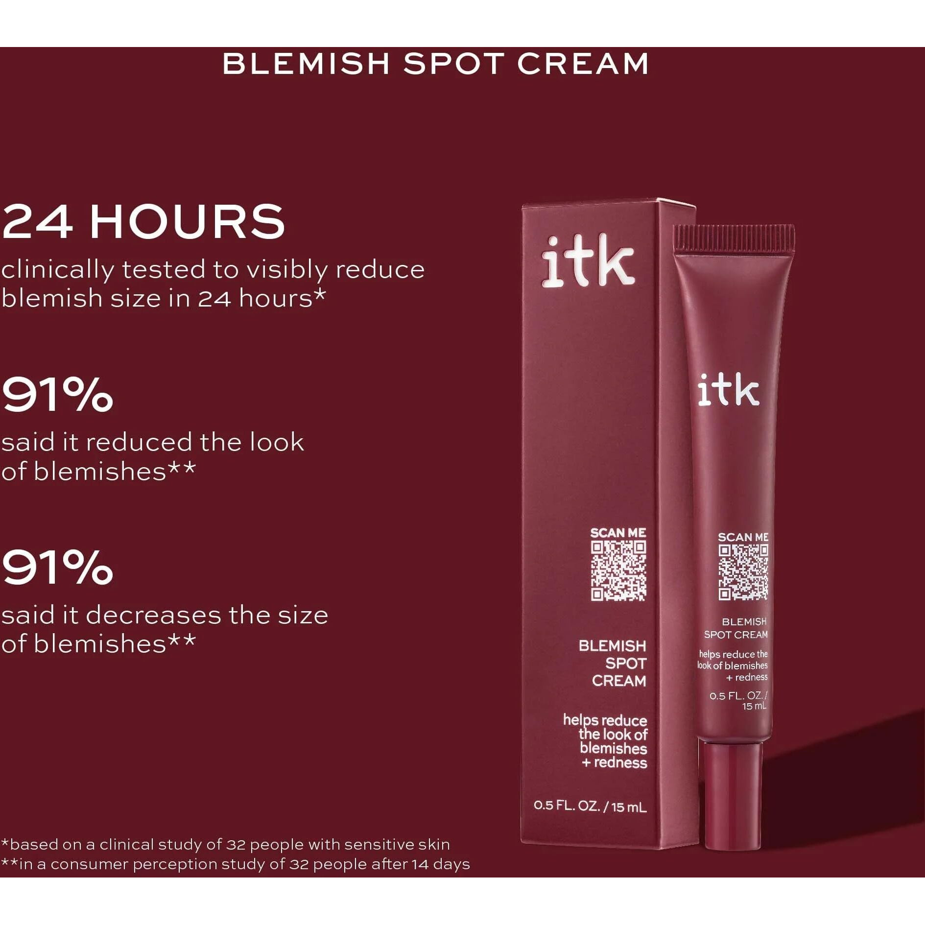 Itk Skincare Salicylic Acid Acne Spot Treatment For Face, Back & Body - Fast Active Acne Relief - Pimple Cream For Acne Prone Skin - Clear Blemishes Fast With Tea Tree Oil - 0.5Oz