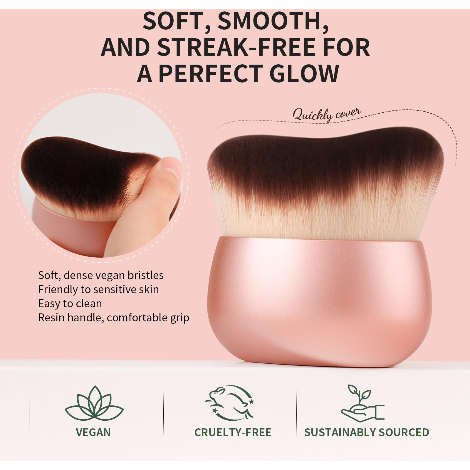 Docolor Self Tanner Brush 75Mm Large Body Makeup Brush Soft Synthetic Hair Tanning Brush No Stripes, For Foundation, Self-Tanners, Bronzer, Self Tan Back Applicator Face&Body Makeup Brush Gift Box