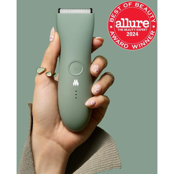 Meridian The Trimmer Premium - Body Hair Trimmer & Electric Shaver For Men And Women For Pubic Hair, Chest, Legs & Bikini Line, Waterproof & Rechargeable, Sage