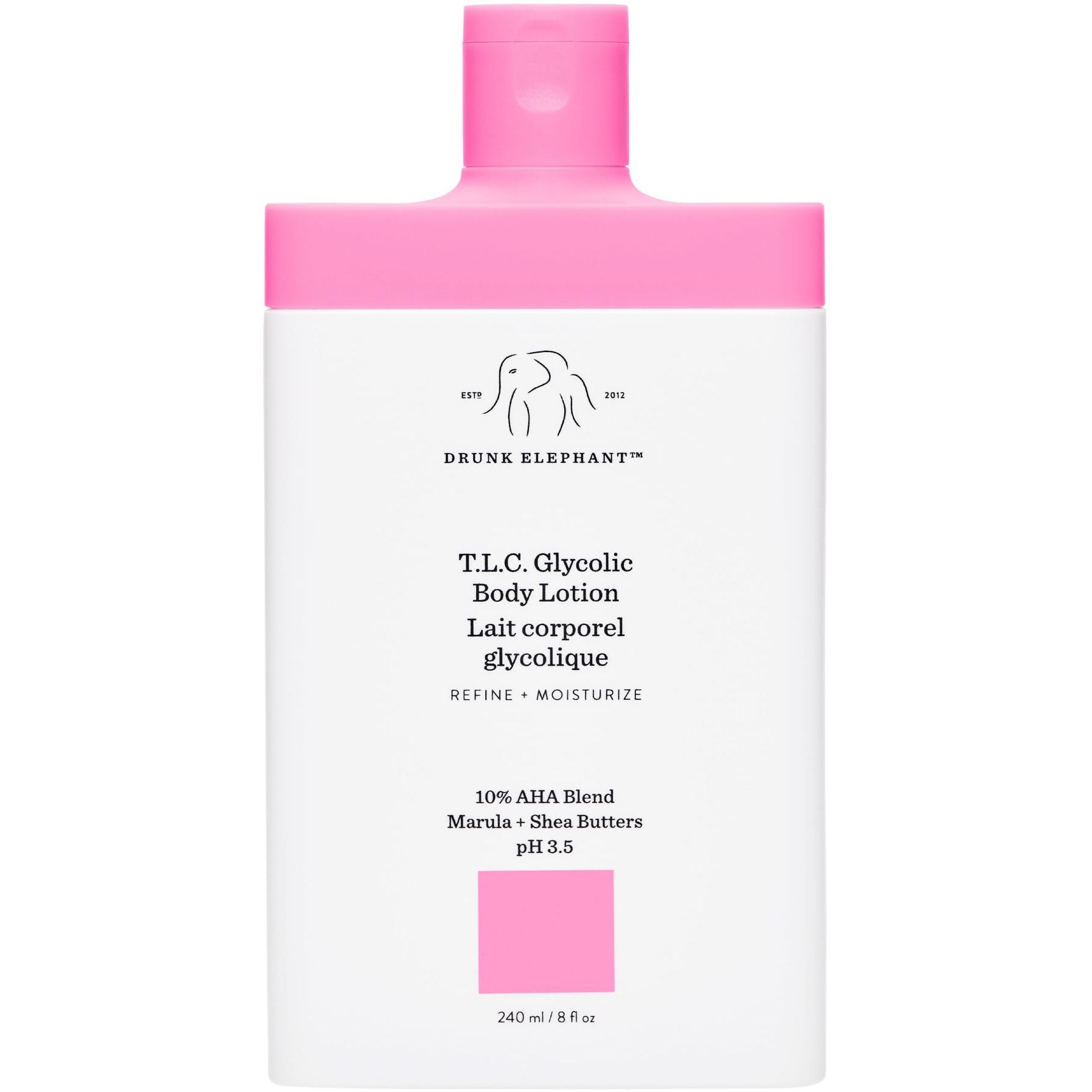 Drunk Elephant T.L.C. Glycolic Body Lotion - 240 Ml/8 Fl Oz - Lightweight 10% Exfoliating Aha Lotion - Clean Clinical Skincare - Cruelty-Free - Free Of Essential Oils, Silicones, And Fragrance