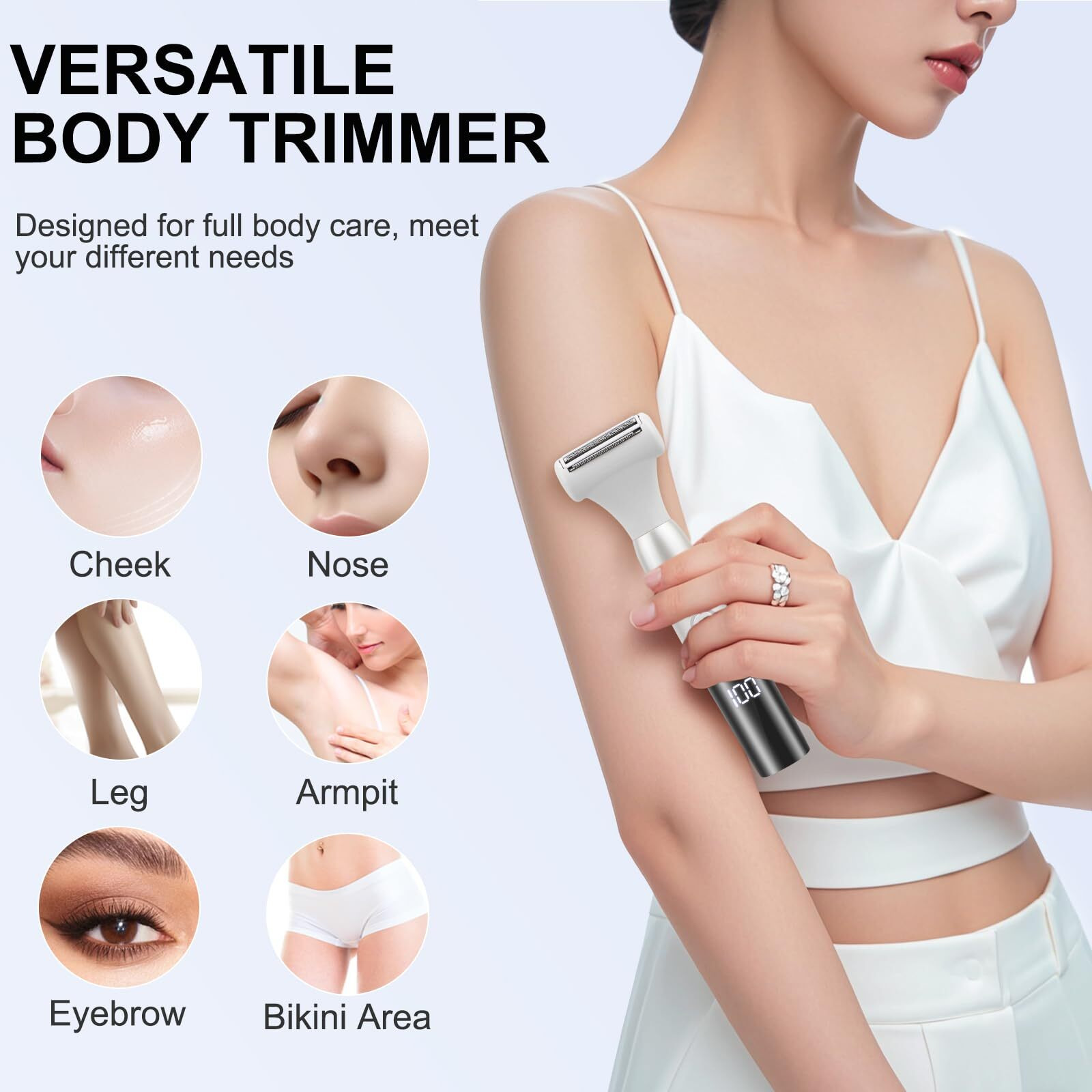 5 In 1 Bikini Trimmer For Women - Electric Razors For Women, Cordless Rechargeable Electric Shaver, Ipx7 Waterproof Wet Dry Lady Body Hair Remover For Face Nose Eyebrow Arm Leg Pubic Armpit Bikini