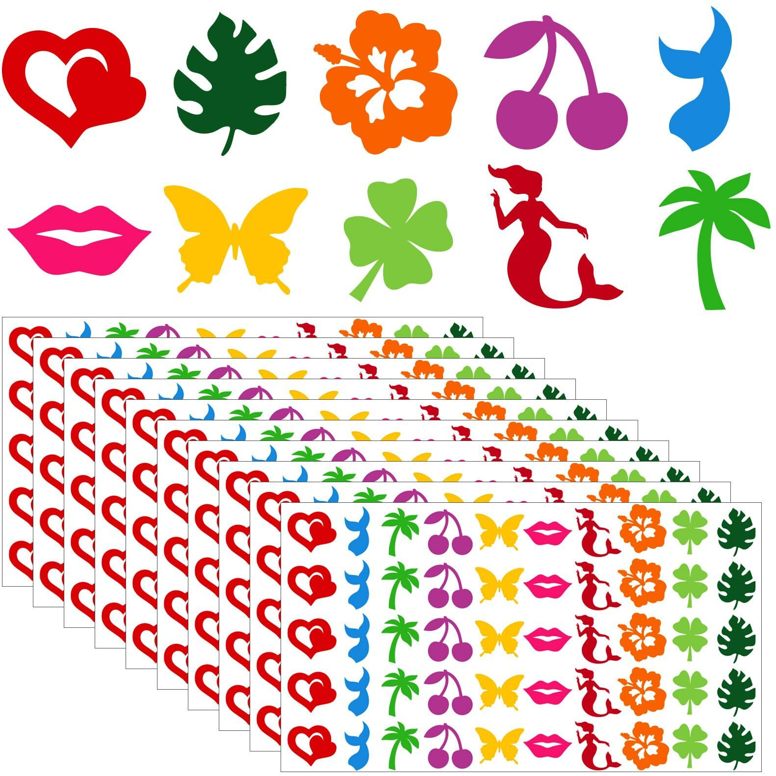 Tanning Sunbathing Stickers, 500Pcs Self Adhesive Removable Body Stickers For Woman Kids Summer Beach Face Body Accessories