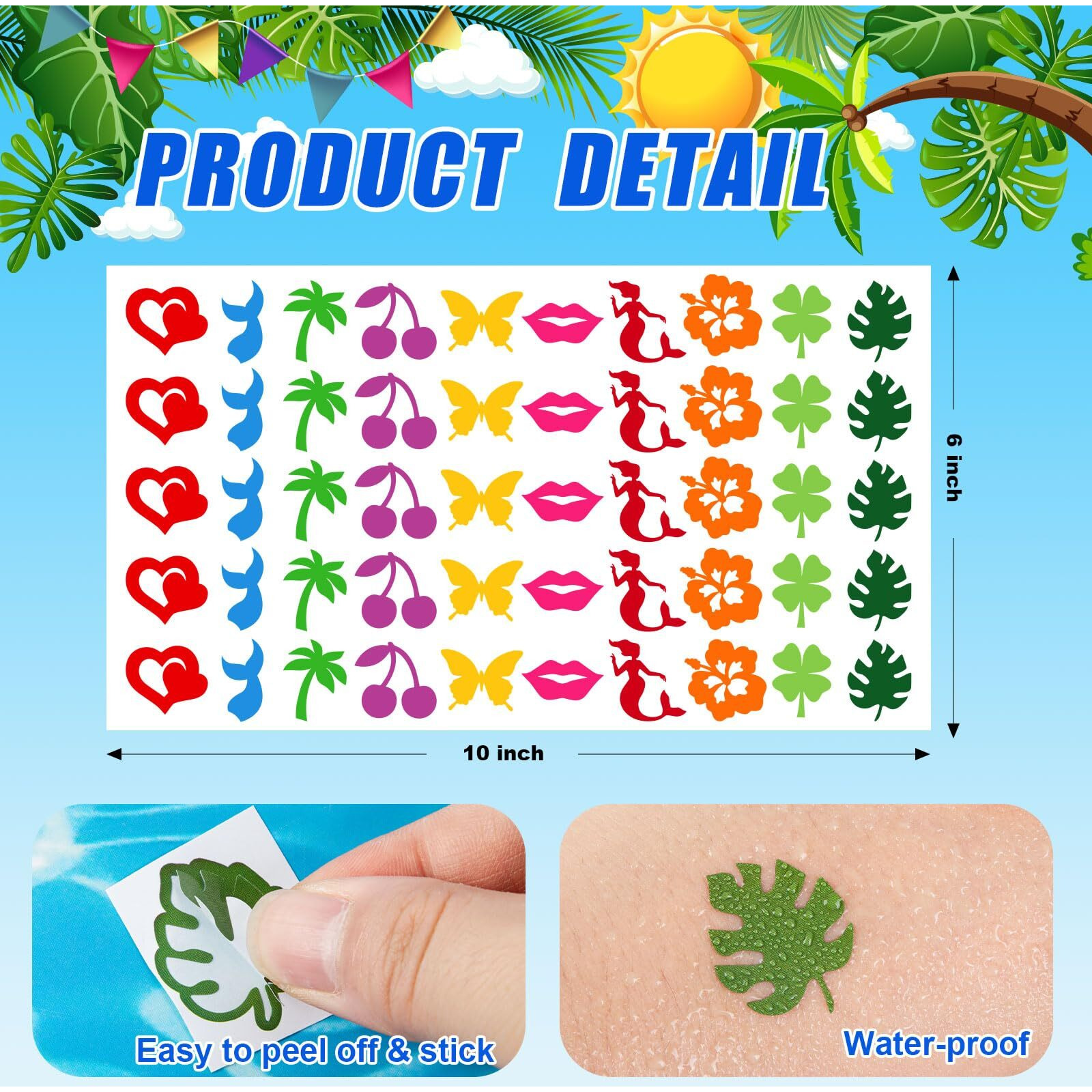 Tanning Sunbathing Stickers, 500Pcs Self Adhesive Removable Body Stickers For Woman Kids Summer Beach Face Body Accessories