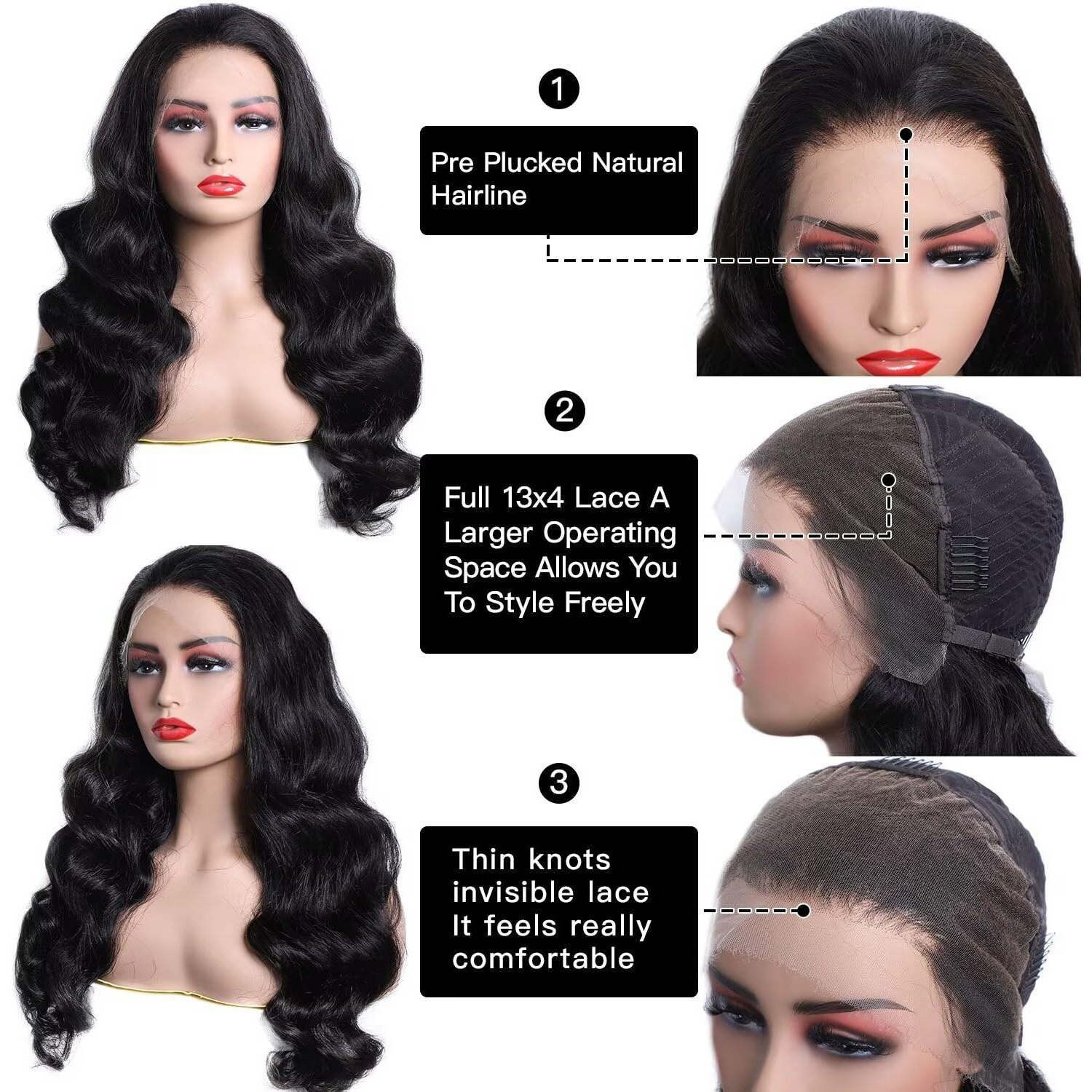 Lemoda Full 13X4 Body Wave Lace Frontal Virgin Human Hair Wigs 32Inch Top 15A Hd Transparent Lace Frontal Wig 210% Density Unprocessed Human Hair Wigs Natural Hairline