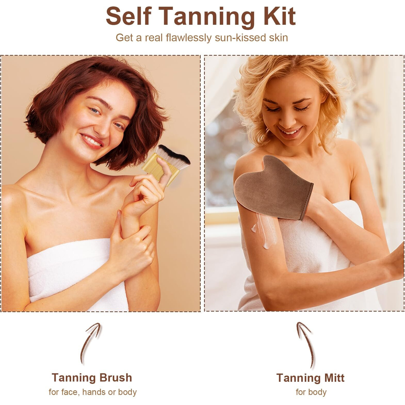 2 In 1 Self Tanning Mitt Self Tanner Mitt Tanning Glove Self Tan Mitt And Brush Self Tanning Brush For Self Tan Brush Tanner Brush Kabuki Body Brush For Self Tanner Applicator Tanning Mitt And Brush