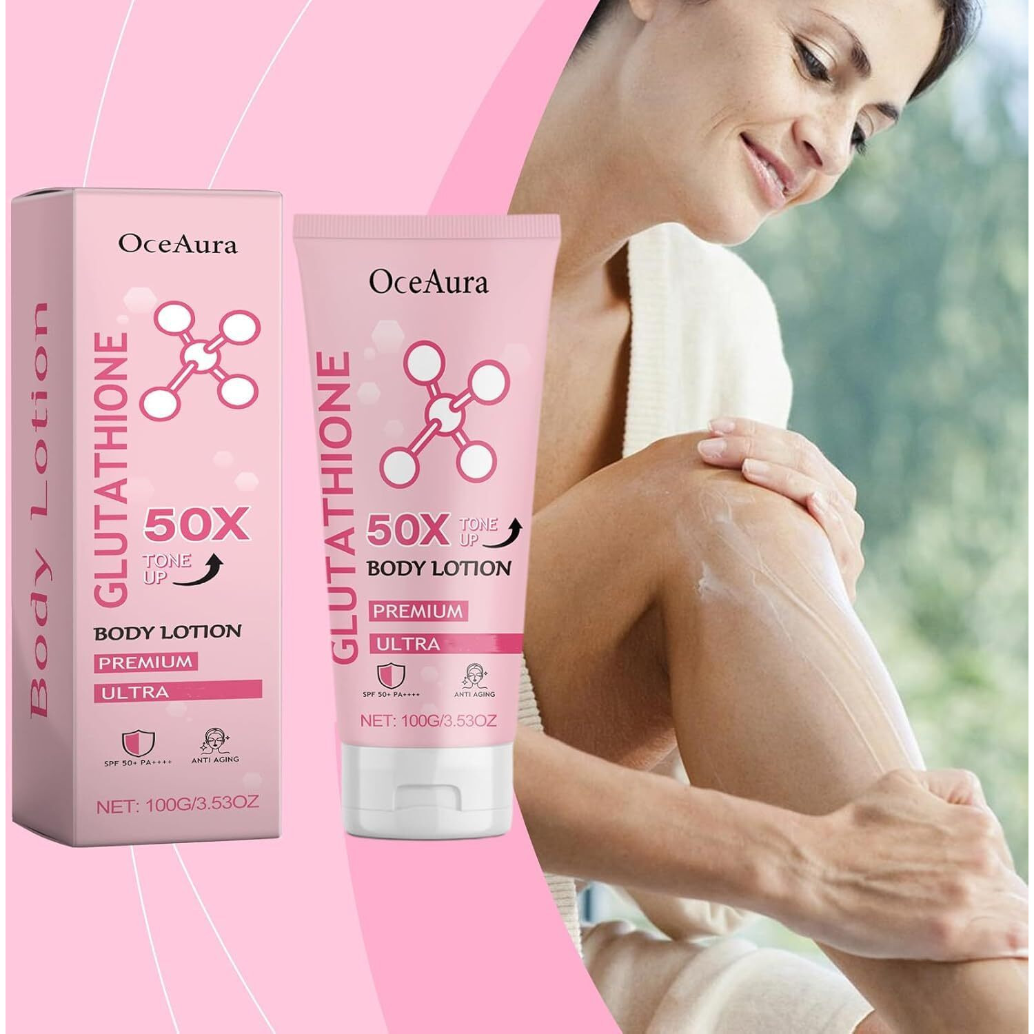 Aeaarvged Glutathione 50X Tone Up Body Lotion 2Pcs, Moisturizing And Soft Skin All Over Body Scented Body Lotion, Glutathione Cream For Women And Men