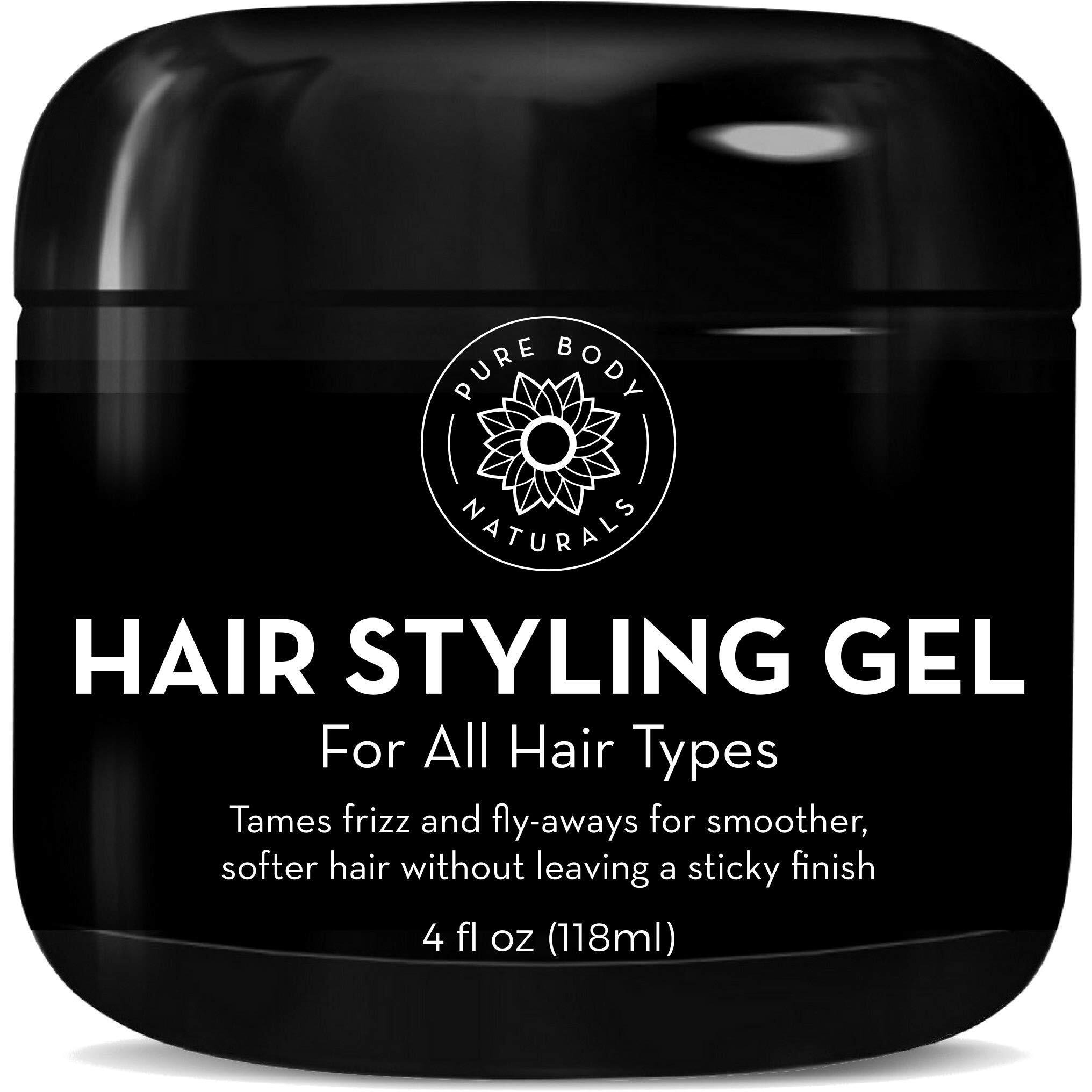 Pure Body Naturals Hair Gel For Men, Natural Ingredients With Hydrating Aloe For Firm, Healthy Hair, 4 Fl Oz
