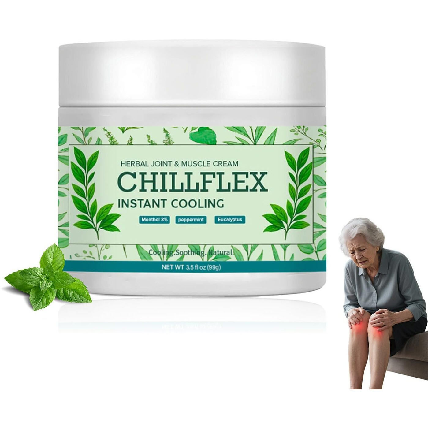 Eltolent Chillflex Menthol Soothing Cream, Joint Activities Throughout The Body, Cooling Soothing Ointment For Muscle, Head, Lumbar, Neck, Hands, And Feet (1 Pcs)