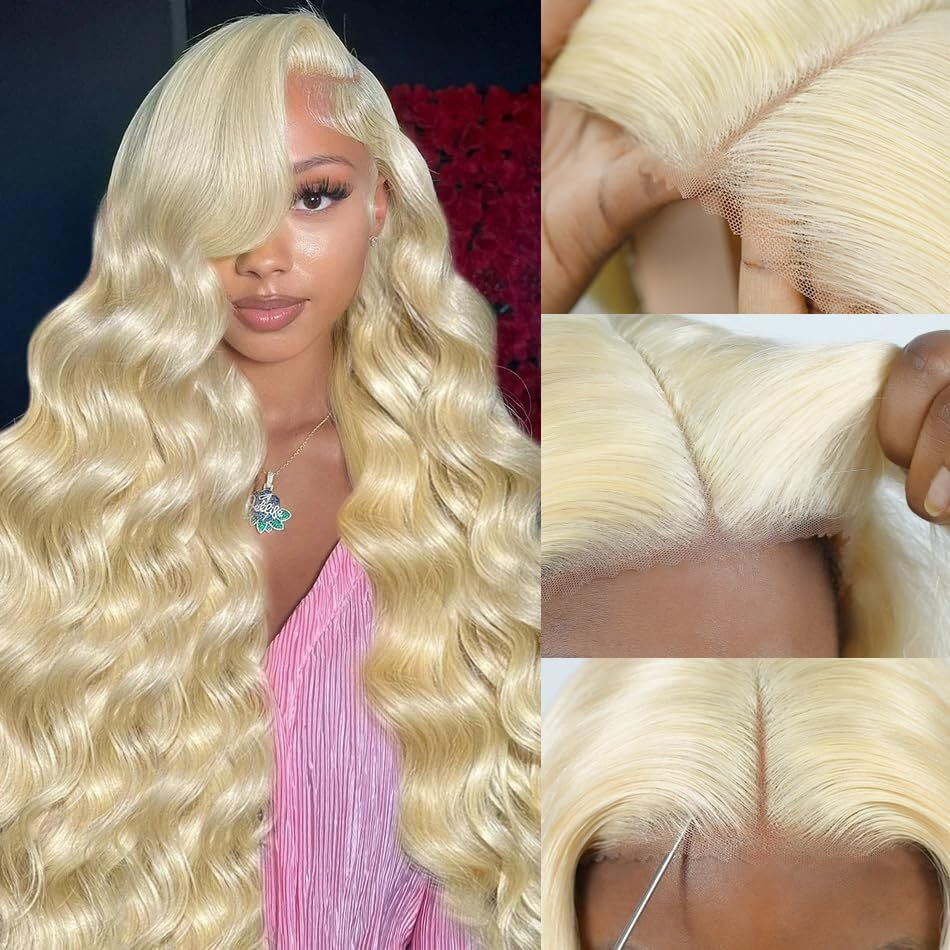 Xsilu 36Inch 613 Lace Front Wig Human Hair 6X4 Body Wave Wear And Go Glueless Wigs Human Hair Pre Cut Hd Lace 613 Ready To Wear Glueless Wigs 200 Density Blonde Wig Human Hair 12A 613 Closure Wig