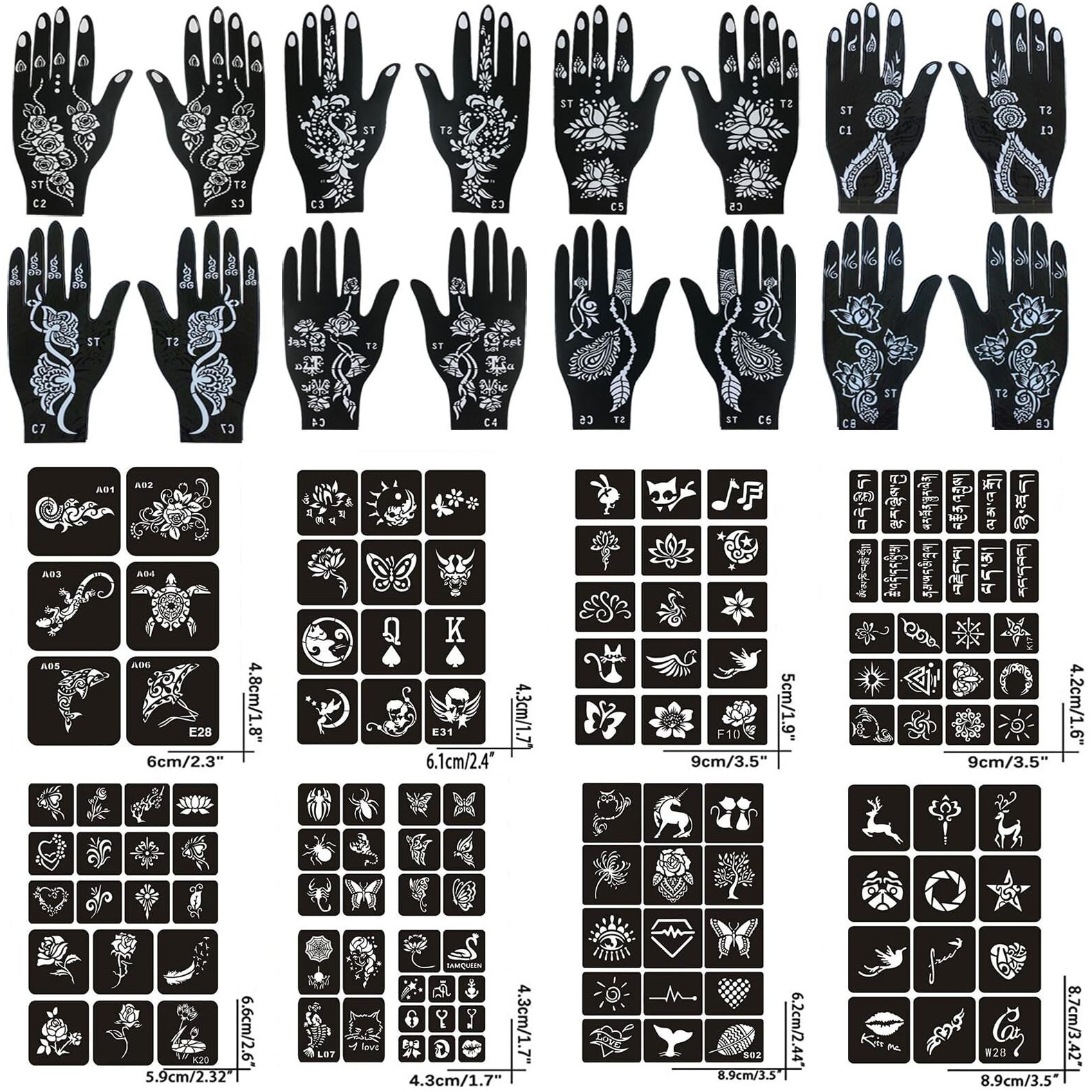 Henna Tattoo Stencils 138 Pcs, 24 Sheets Airbrush Tattoo Templates,Reusable Tattoo Stencils Kit For Women Teens Girls,Diy Tattoo Stencils,Body Art Stencils