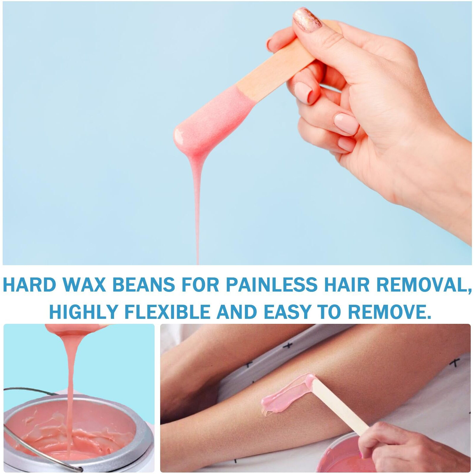12Pcs Hard Wax Beads For Hair Removal,Hair Removal Wax Beads For Face And Body,At Home Waxing Bead With Sticks,Waxing Kit For All Skin Types