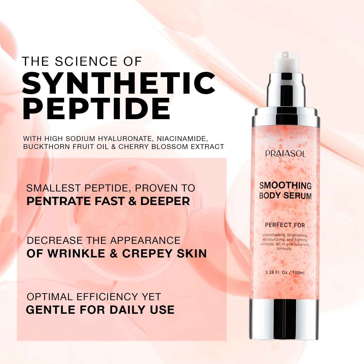 Glossy Smoothing Body Serum For Wrinkles Crepey Skin Cream For Aging Skin Infused With Hyaluronic Acid, Vitamin E, Glycerin And Shea Butter-Hydrating Nourishing Repairing For Silky Smooth 100 Ml