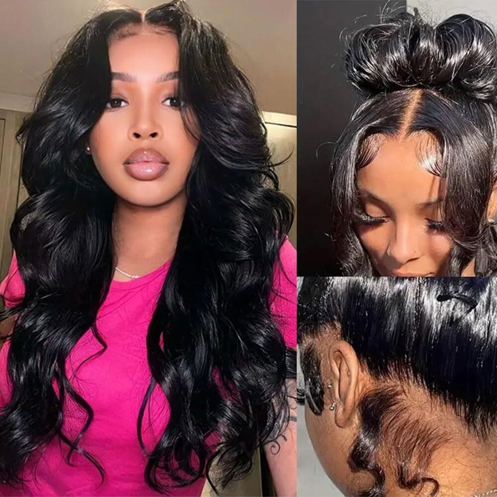 Gurxen 30Inch Hidden Strap 360 Body Wave Lace Front Wigs Human Hair Pre Plucked Full 360 Frontal Wigs Human Hair Transparent Lace Wig For Women With Baby Hair (Body Wig, 30Inch)