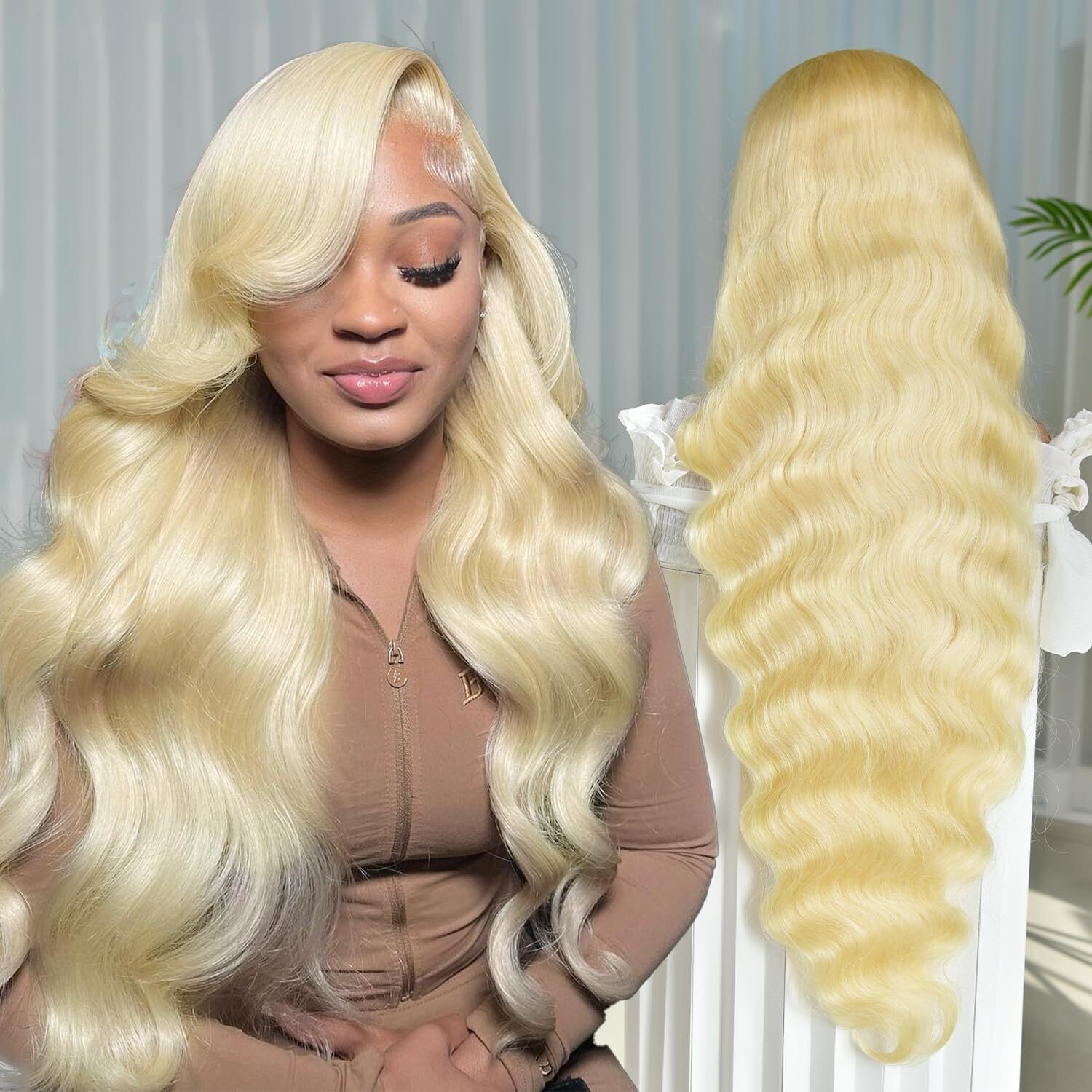 Shengcai 613 Lace Front Wig Human Hair 13X4 Body Wave Blonde Lace Front Wigs Human Hair Pre Plucked Glueless Wigs Human Hair 180 Density Blonde Lace Frontal Human Hair Wigs 28 Inch