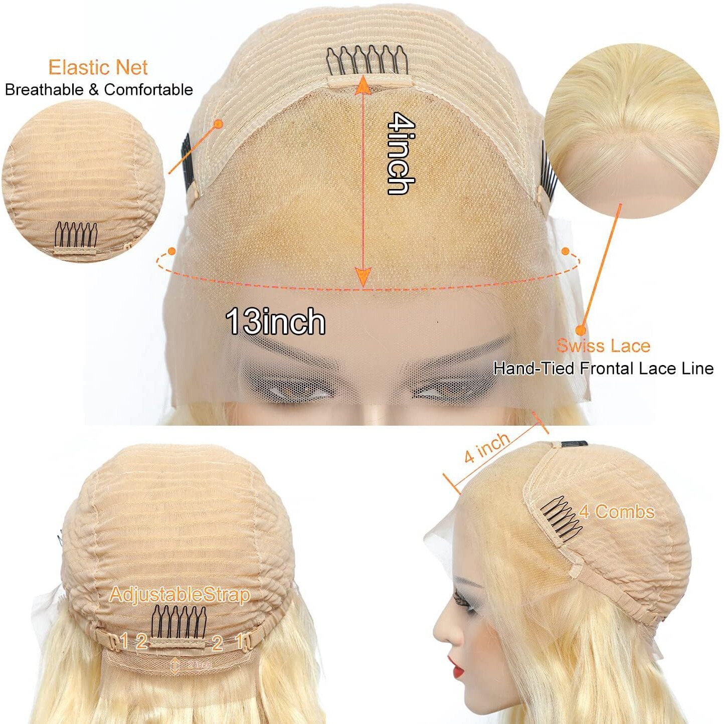 Shengcai 613 Lace Front Wig Human Hair 13X4 Body Wave Blonde Lace Front Wigs Human Hair Pre Plucked Glueless Wigs Human Hair 180 Density Blonde Lace Frontal Human Hair Wigs 28 Inch