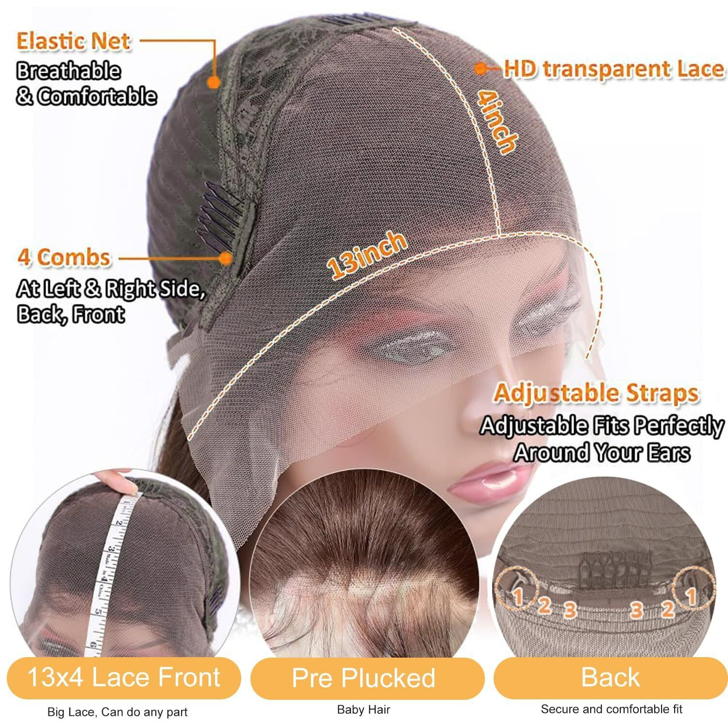 Shengcai Chocolate Brown Lace Front Wigs Human Hair 13X4 180 Density Body Wave Lace Frontal Human Hair Wigs Pre Plucked With Baby Hair Hairline 32 Inch
