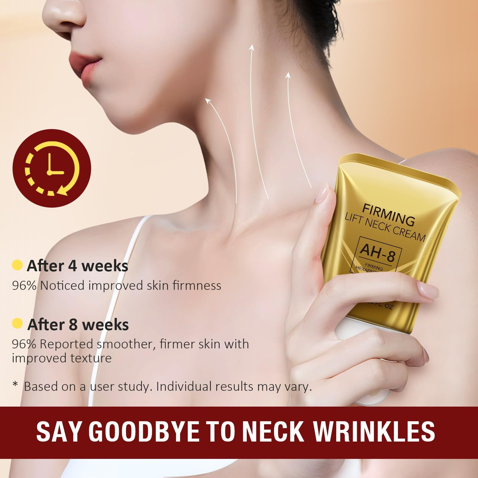 Ah-8 Firming Neck Cream,Roller Neck Creams For Crepey Skin Body Care Comfort, Tightening & Moisturizing Skin, Reduces Neck Lines, Improves Elasticity, Anti-Aging, Skin Care Repair (Gold, 120G)
