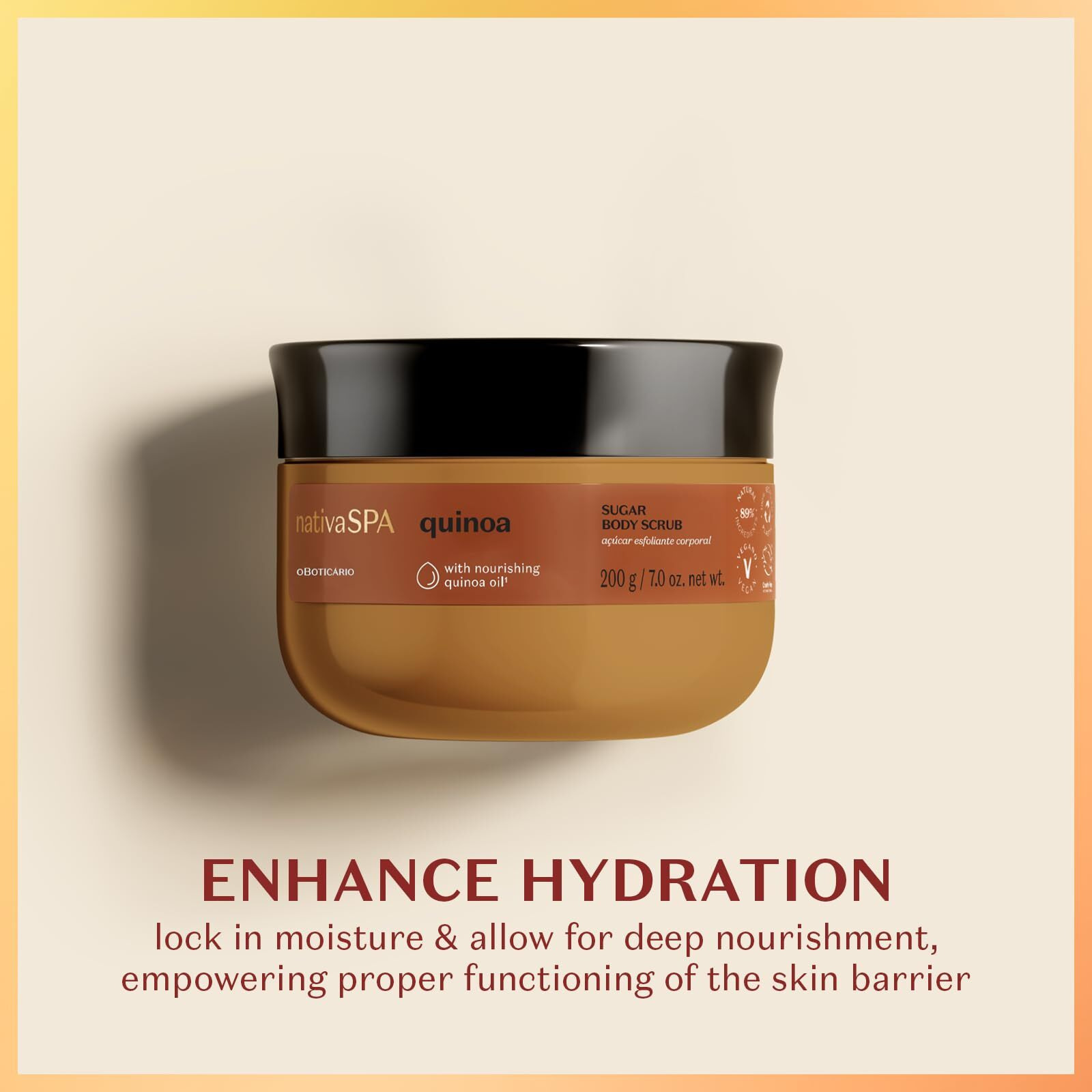 Nativa Spa By O Botic  Rio Quinoa Sugar Body Scrub, Gentle Exfoliation & Skin Firmness Foot & Body Scrub, 7 Ounce