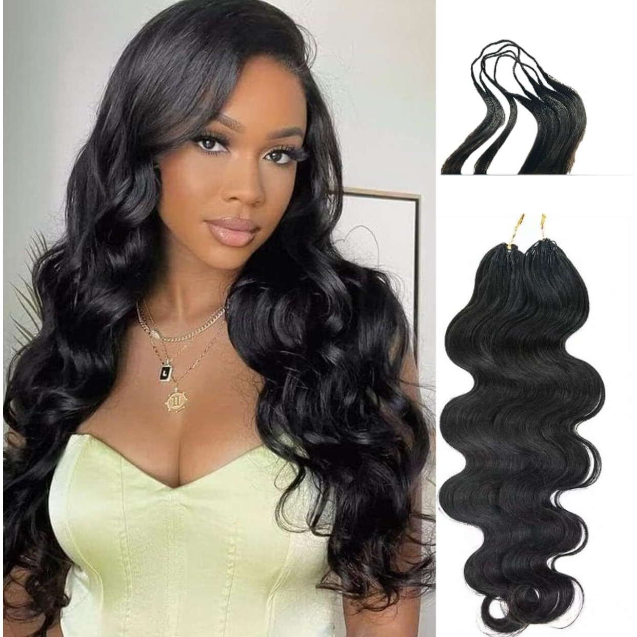 Gogobraids 100% Human Hair Body Wave Knotless Pre-Separated Crochet Hair Feather Crochet Human Hair Extensions For Women Natural Color 18 Inch 60G