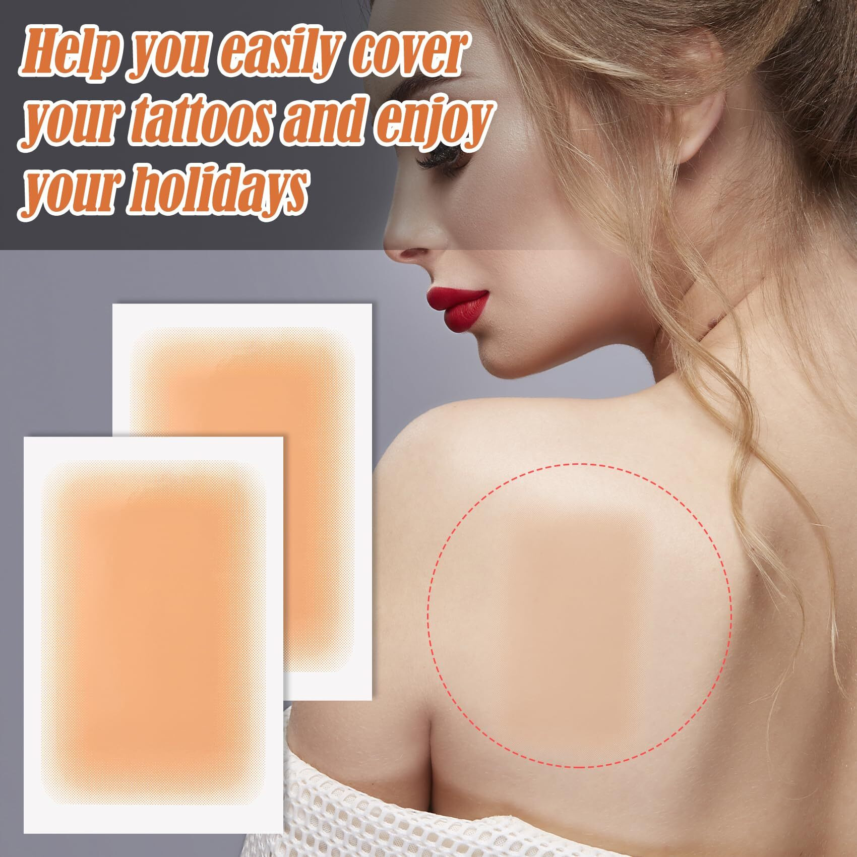 Lekgavd 4Pcs Invisible Tattoo Cover Up Patch, Ultra-Thin Breathable Scar Tape, Waterproof Sweatproof Body Skin Makeup Sticker Concealer Pad For Tattoo, Scar, Birthmarks (Light Skin Color)