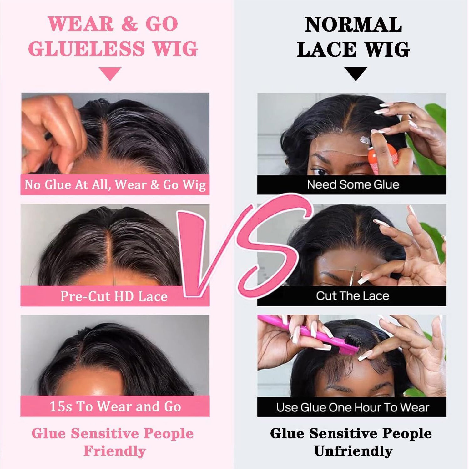 Blockice Glueless Wigs Human Hair Bob Wig Human Hair For Black Women Wear And Go Body Wave Lace Front Wigs Pre Plucked Upgraded No Glue Needed Pre Cut 4X4 Lace Closure Wigs For Beginners 10 Inch