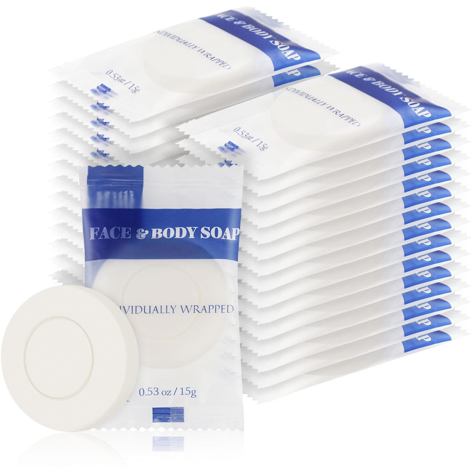 Travel Size Bar Soap In Bulk, Individually Wrapped Disposable Mini Soap For Hand Face & Body Mini Toiletries Amenities Kit Hotel, Shelter/Homeless/Nursing Home/Charity/Motel/Guest 0.53 Oz (30 Pack)